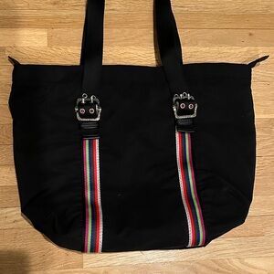 Tyler Rodan Black Tote with Multicolor Straps